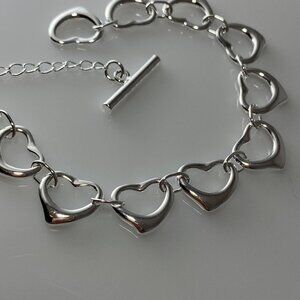 Silver Heart Link Necklace